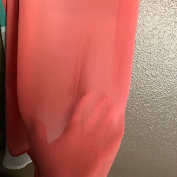 Orange Sheer Color-Block Tank Top - Picture 3 of 6